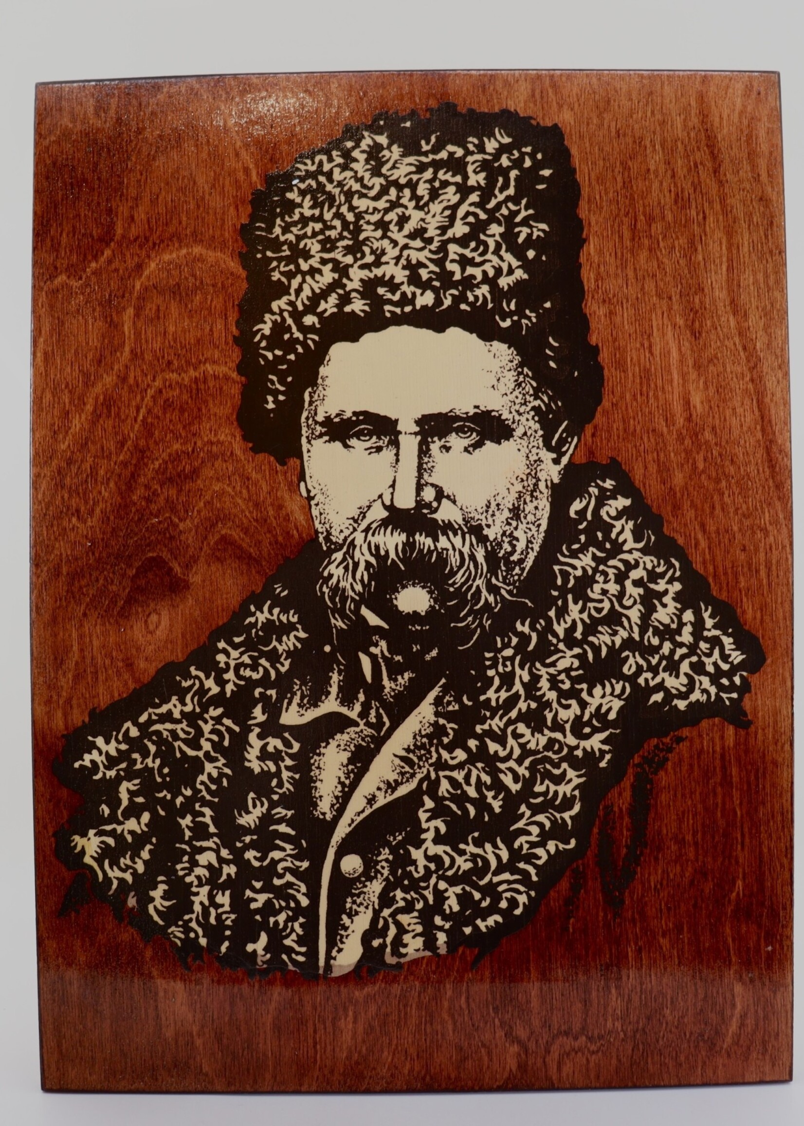 ART - Taras Shevchenko, Portrait of  Ukraininan Poet and Hero, Hand Carving Plywood, Vintage