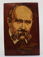 ART - Taras Shevchenko, Wooden  Portrait of  Ukraininan Poet and Artist, Hand Painting on  Plywood, Vintage