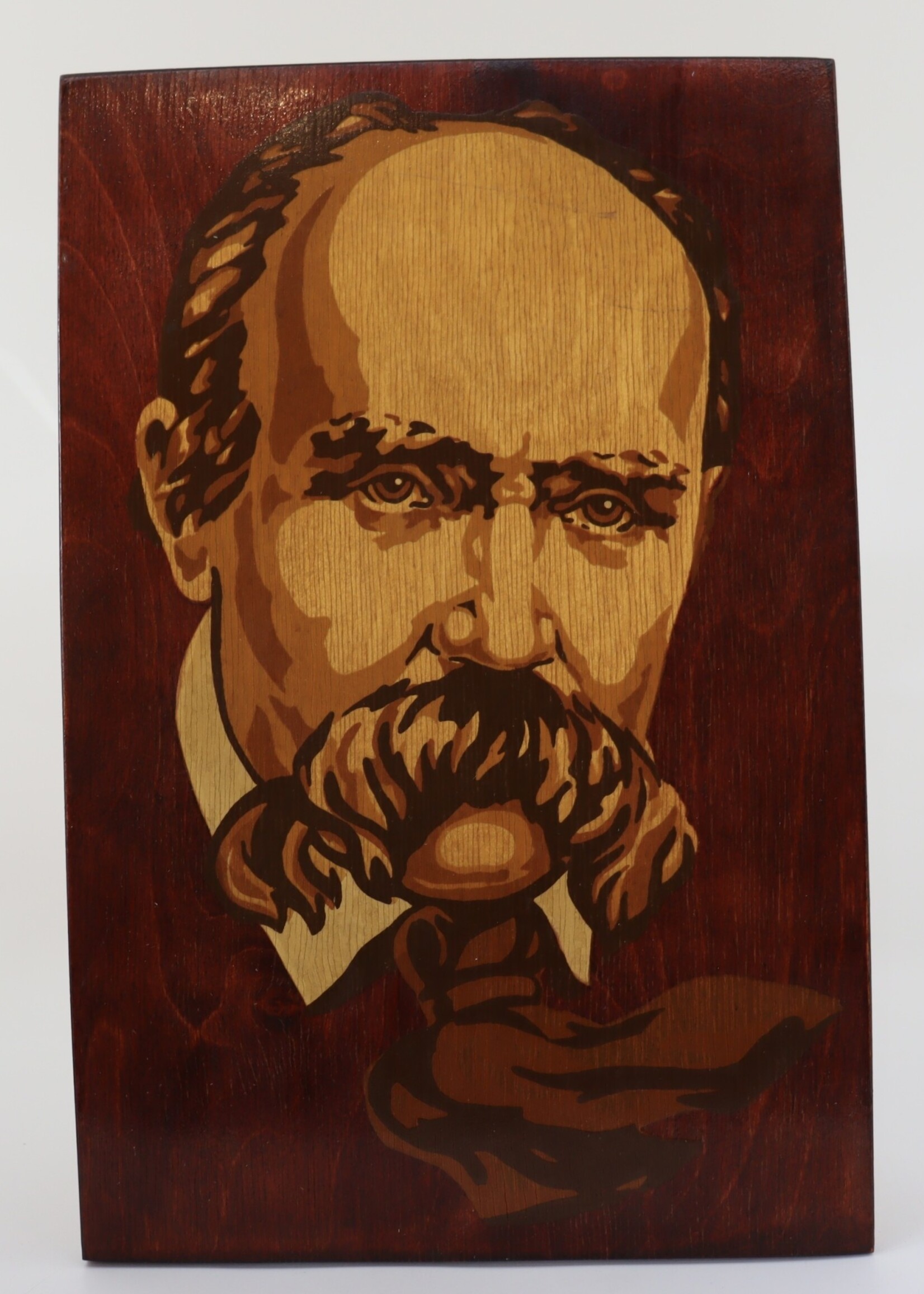 ART - Taras Shevchenko, Wooden  Portrait of  Ukraininan Poet and Artist, Hand Painting on  Plywood, Vintage
