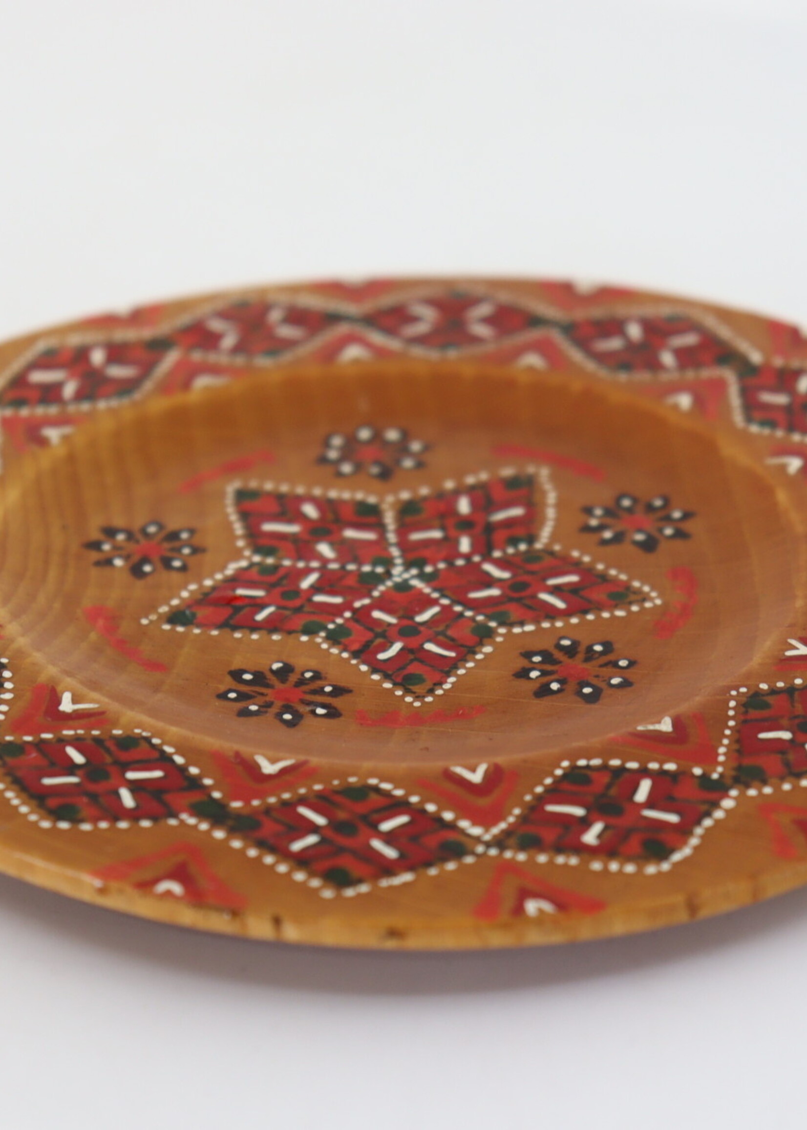 HOME - Small Plate, Hand Painted on  Wood, Diamond Pattern