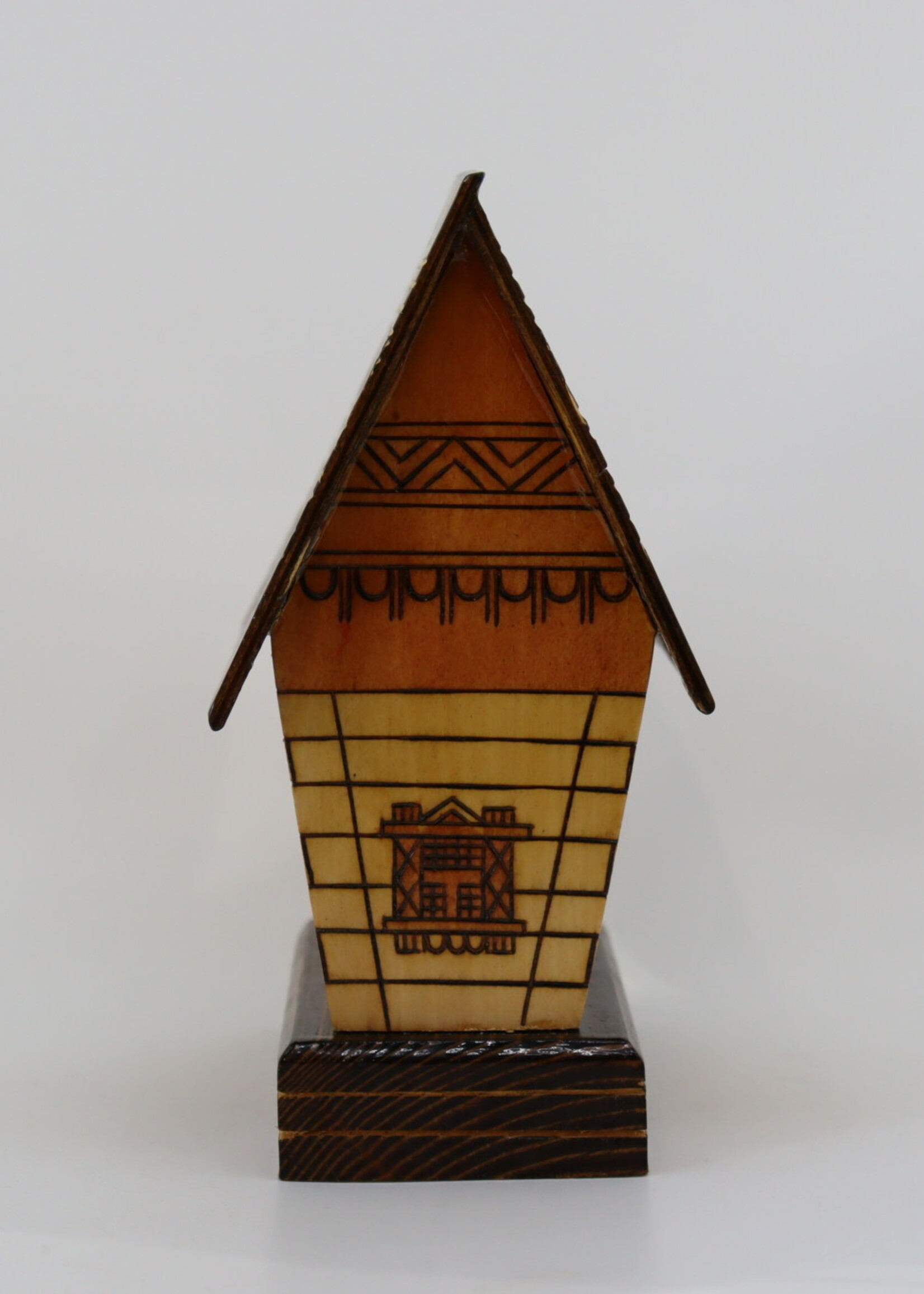 HOME - Wooden Money Box / Piggy Bank in style of Hutsul  House, Hand Made, Ternopil, Ukraine