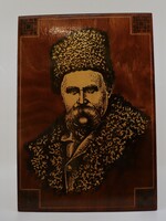 ART - Taras Shevchenko, Relief Portrait of  Ukraininan Poet and Artist, Hand Carving Plywood with edge design , Vintage