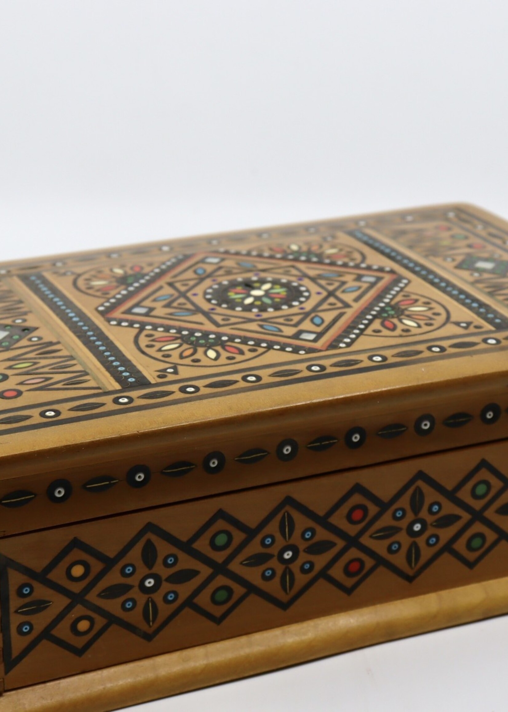 HOME - Inlaid Carved Rectangle Wooden Box / Hutsul's  Heritage/5.5x8x3 "