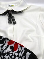 APPAREL - Blouse " Limpia" , Bone  color,42" -  L size, long sleeve, printed pattern