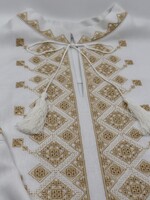 APPERAL - (M) White & Gold  Linen Vyshyvanka, size XL,  Embroidered/Chest 48", Sleeve 25", Length 33"