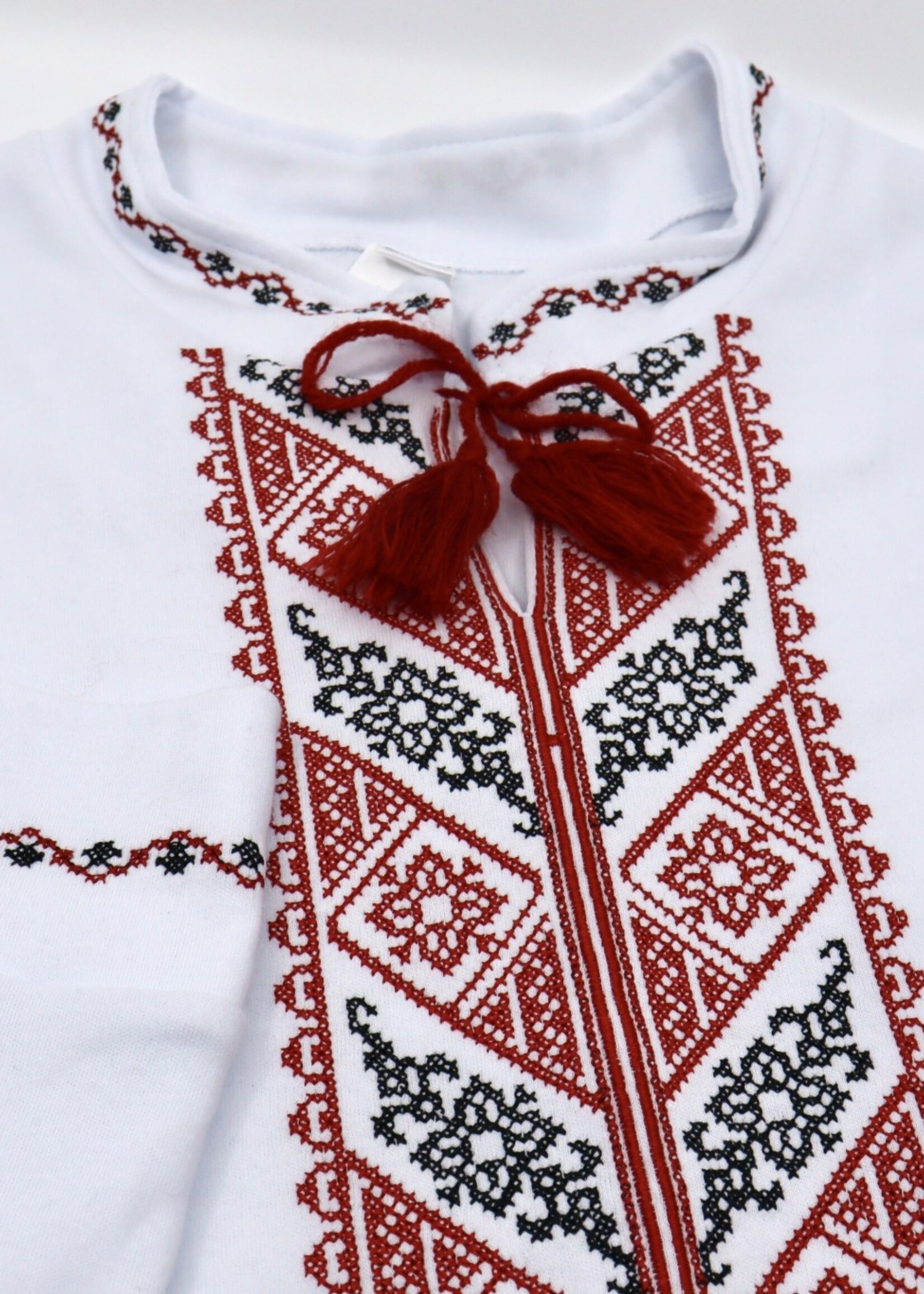APPAREL - (Men's) White T-Shirt, Size 52,  Tricot Embroidered in Red/Black, long sleeve