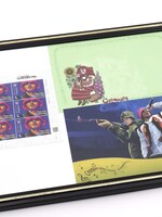 STAMP - Framed Set of Collection postage sheet of  stamps, first day envelope and  post card " Kalush Orchestra" dedicated to  1st prize in the Evrovision Song Contest 2022, design Svitoslav Romanchak