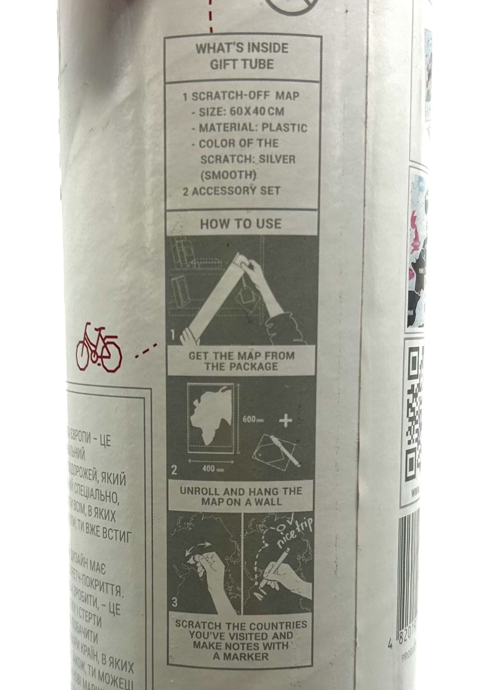 KIDs -Travel Map of Europe, Silver 1DEA.me, gift tube, scratch the contries with a marker
