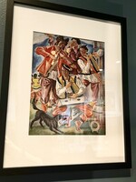 ART - "Musicians"  print by Swjatoslaw Hordynskyj,  graphic artist, poet, trnslator, 1946