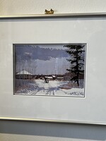 ART-  Framed print " Yalenka"/" Bringing the  Christmas Tree,"  by Peter Shostak, 10 x12"