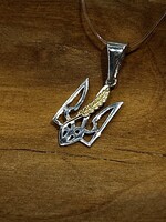 JEWELRY - Tryzub Sterling Silver  (925) Pendant with Gold Plated Wheat