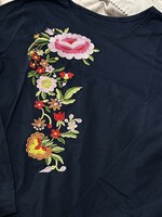 APPAREL -T- SHIRT - (W) Navy  Blue  with Floral Embroidery, size 3XL