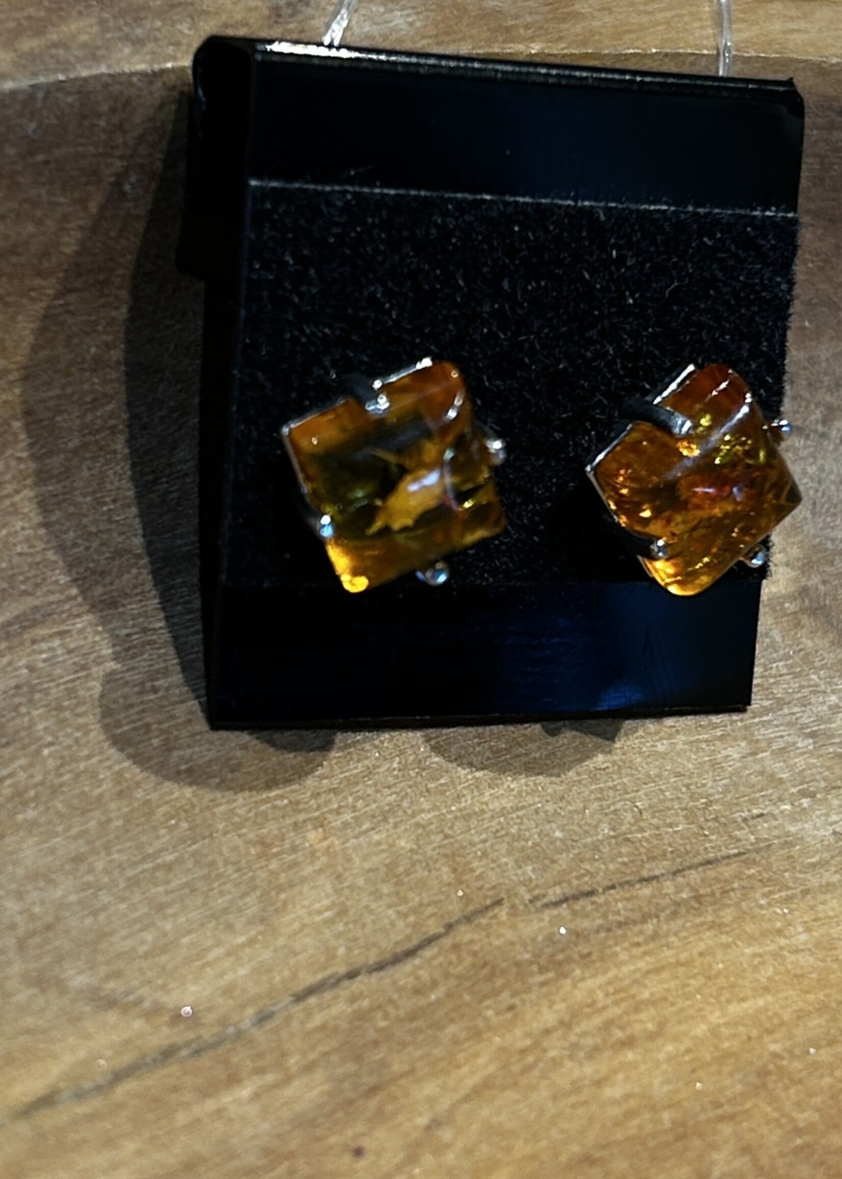 JEWELRY - Earrings, Stud , Amber Stone,   925 Sterling Silver