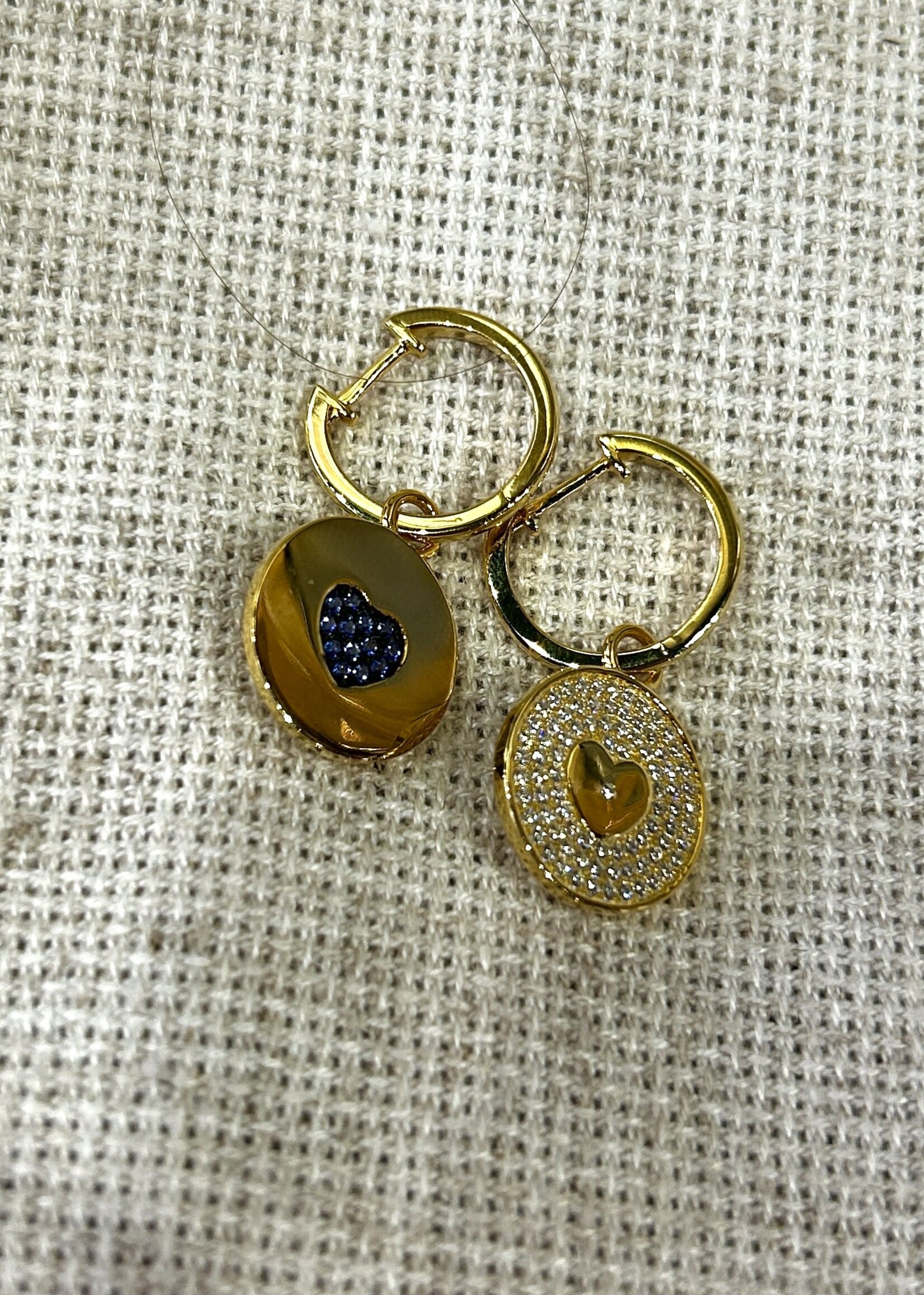 JEWELRY - Earrings, Drop Gold Plated Sterling Silver  925 Pendant with Blue/ White Cubic Zirconia