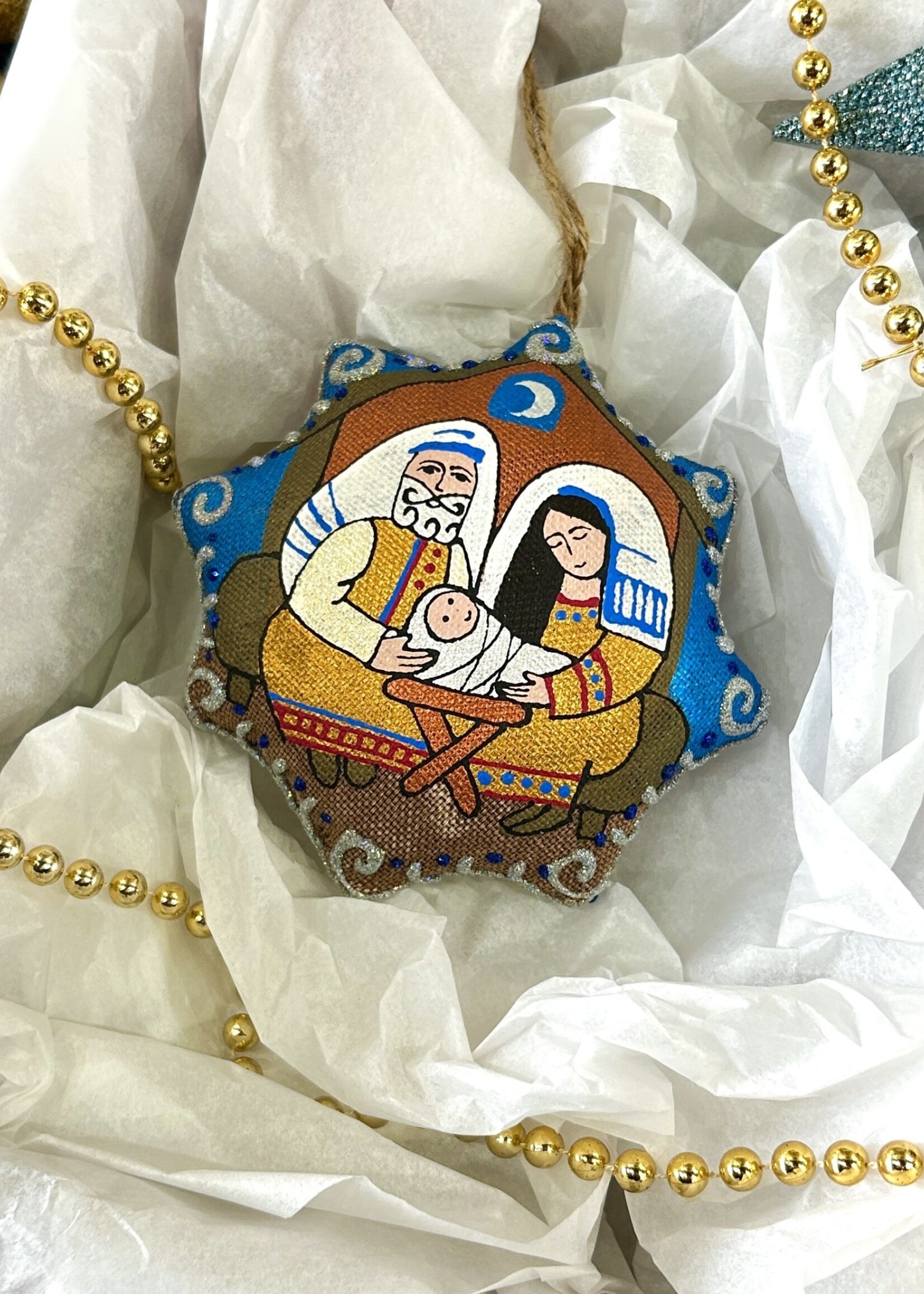 HOME -  Star, Koza  Dereza Ornament, Coffee Collection, Textile Star, Hand-painted, Hand-made