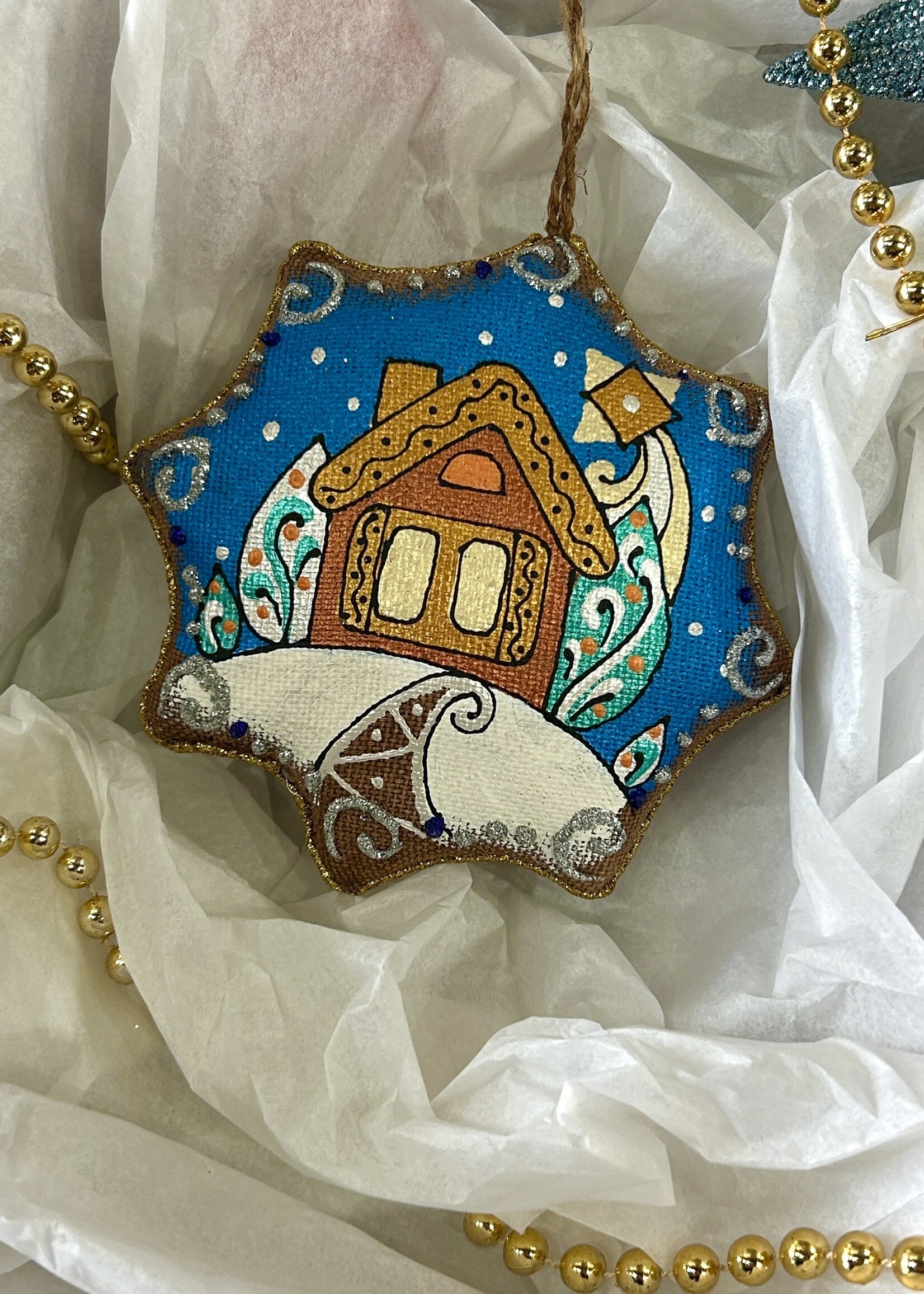 HOME -  Star, Koza  Dereza Ornament, Coffee Collection, Textile Star, Hand-painted, Hand-made