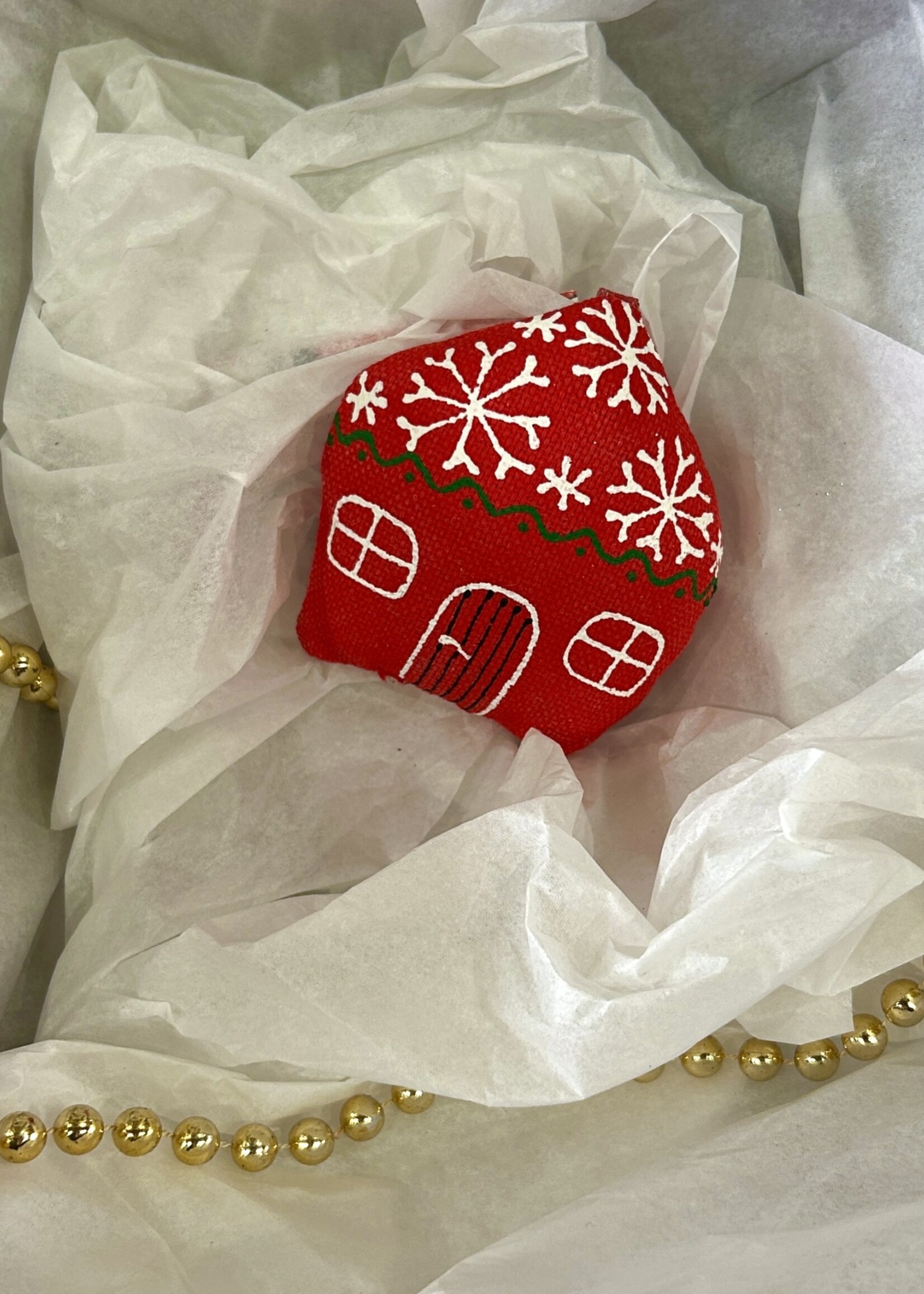 HOME -   House,  Koza Dereza Red Ornament, Vanilla Collection, Textale, Hand-painted, Hand-made