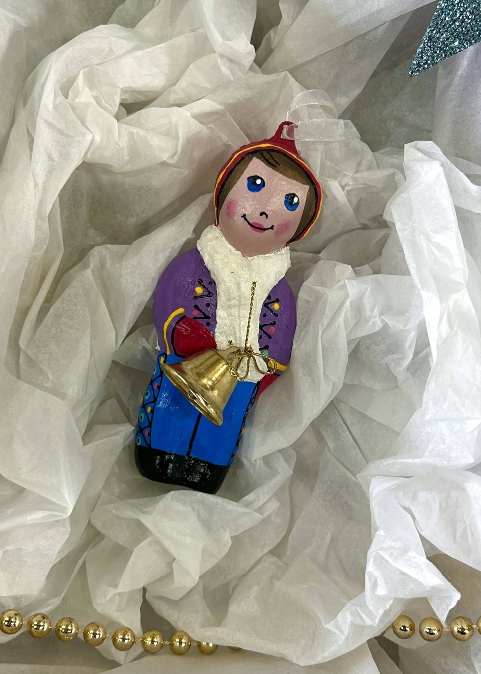 HOME - Carolling Boy, Koza Dereza Ornament, Papie Mache Folk Art Fugures Collection, Hand-painted, Hand-made