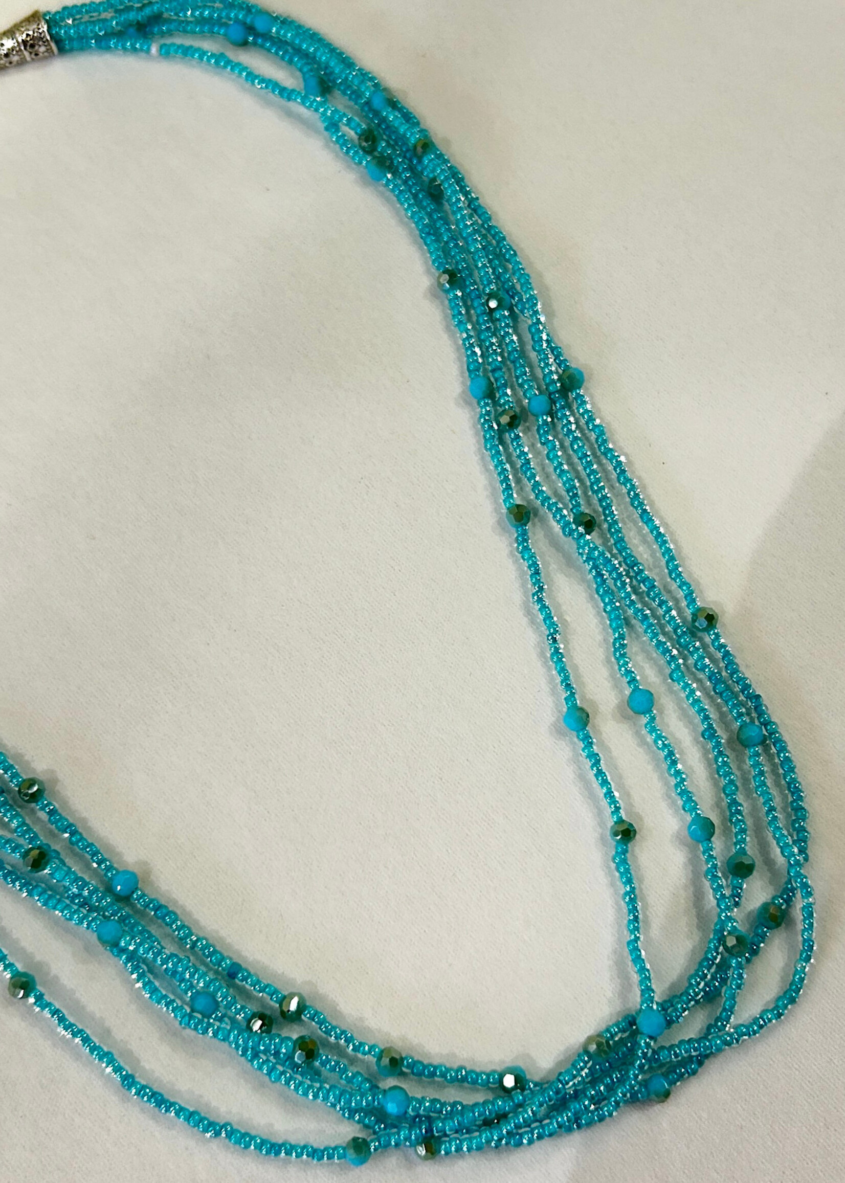 ACCESSORIES -  Necklace, 7-9", Glass Beads/ Multiple strand/ Silver Lock
