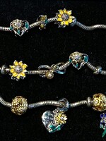 None JEWELRY - Charm Chain Bracelet with Sunflowers Charms, 925 Sterling Silver