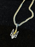 Sapphire JEWELRY -  Tryzub, Sterling Silver 925, & Chain  Silver, Singapore Style