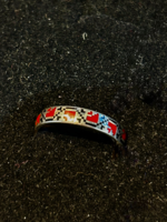 JEWELRY -925 Sterling Silver Ring with Enamel Red & Black Vyshyvanka