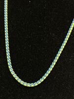 JEWELRY - Blue/Yellow Silk Rope  Necklace with 925 Sterling Silver  Lock, size 60cm