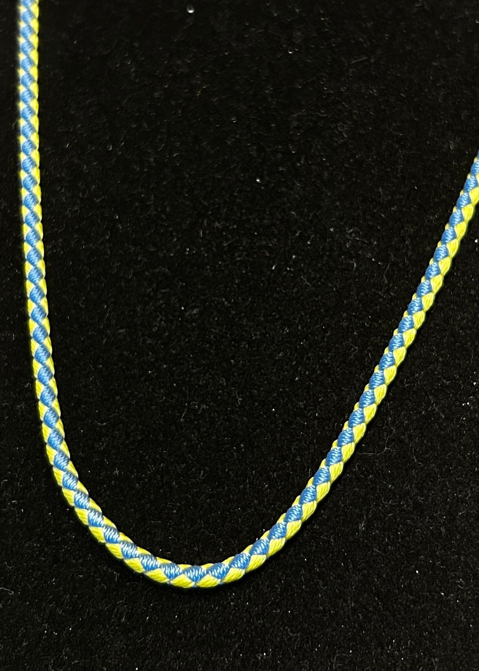 JEWELRY - Blue/Yellow Silk Rope  Necklace with 925 Sterling Silver  Lock, size 60cm