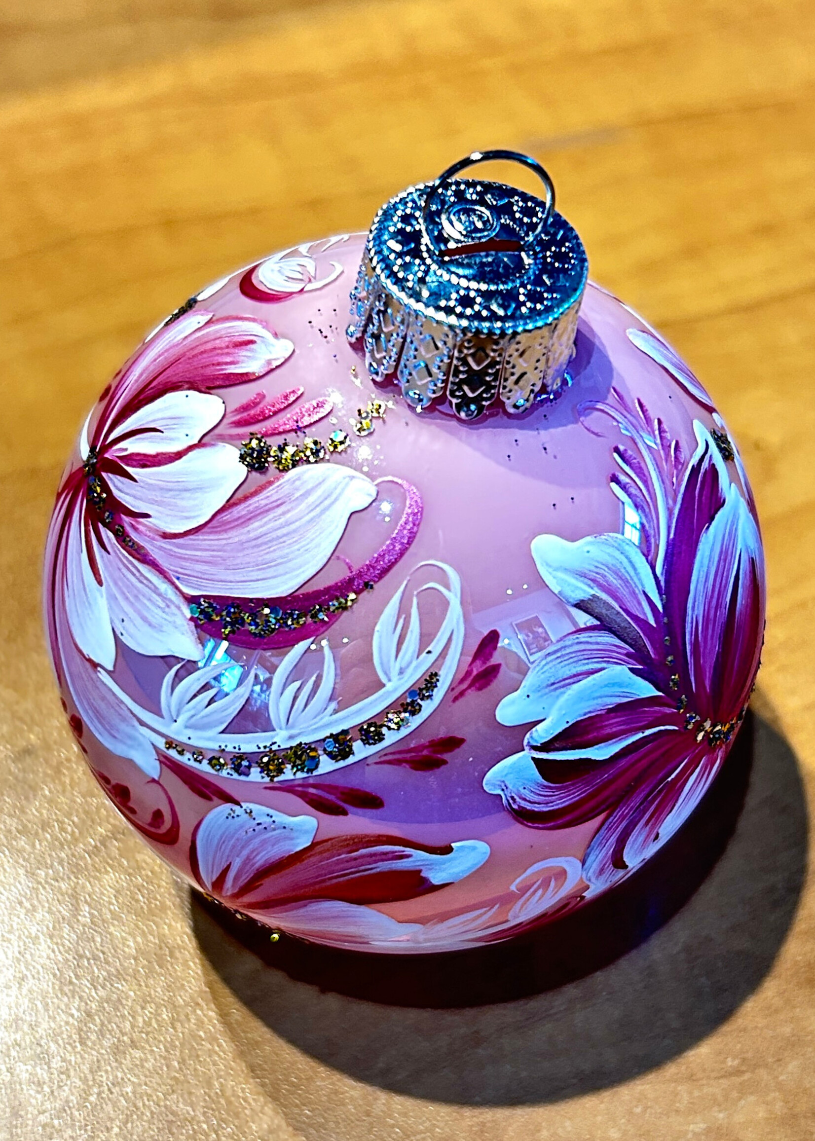 HOME - Decor Chistmas Ornaments , Pink Ball Petrykivka's Art by Kateryna Kryvolap