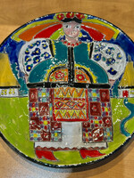 HOME - Ceramic Platter 13" Ukrainian Lady in  Folk Costume