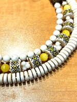 JEWELRY - Ethnic Handcrafted White Choker With Native Pattern, White Coral Beaded, 3 Strand by Oksana Boriychuk