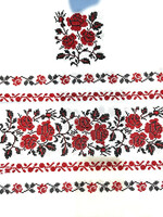 HOME - White Linen Rushnyk, Wedding, Red embroidery, 12.5' x 70'