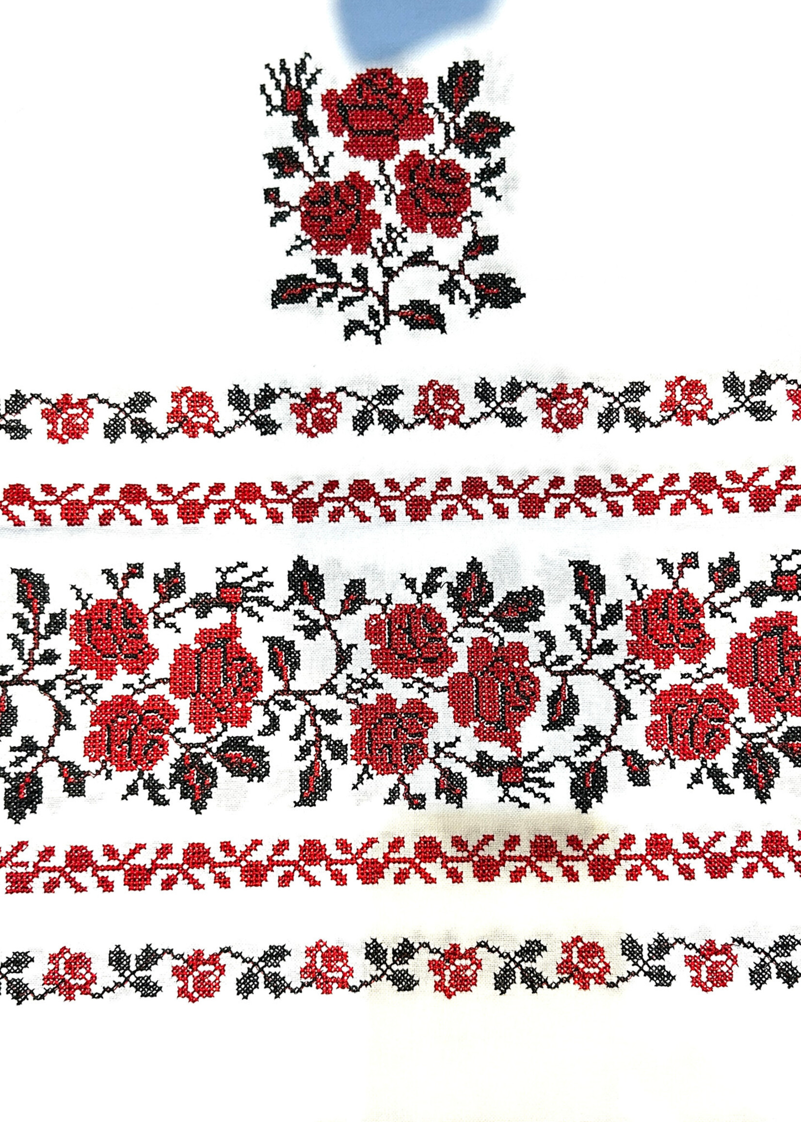 HOME - White Linen Rushnyk, Wedding, Red embroidery, 12.5' x 70'