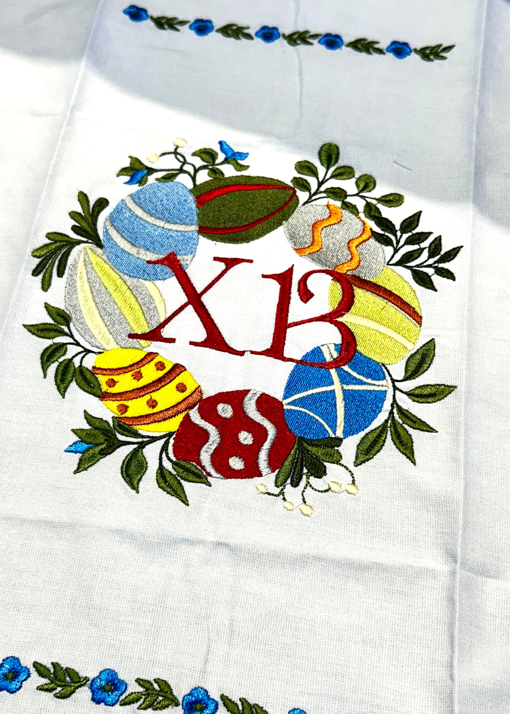 HOME - Rushnyk/Basket Cover, Embroidered, Easter Egg pattern, 13x23"