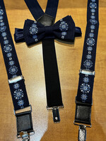 APPAREL - Teen's Suspenders/ Bowtie, Set, Embroidered, Navy