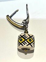 JEWELRY - Earrings Ethnic Handcrafted White  With Native Pattern, White Coral Beaded by Oksana Boriychuk
