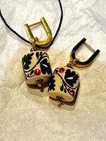 JEWELRY - Earrings  Oak Motif Ceramic Handcraft by Oksana Boriychuk , Dangle Drop Earrings,  Ukrainian Traditio