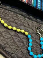 ACCESSORIES- Blue /Yellow Beaded Key Keeper, Claps /  both sides Rings Gold or Silver