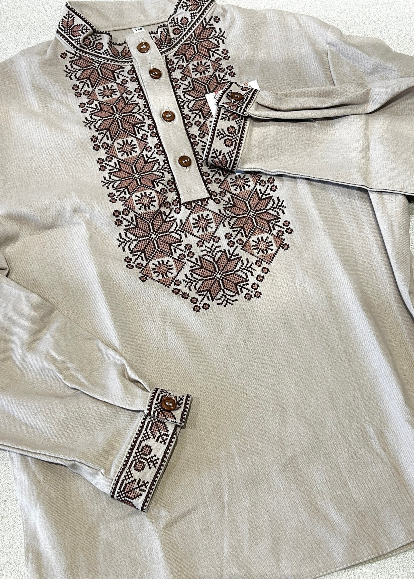 KIDS  -  Boy's  Vyshyvanka size 140 cm, Pale Pink Cross Stitch   Embroidery