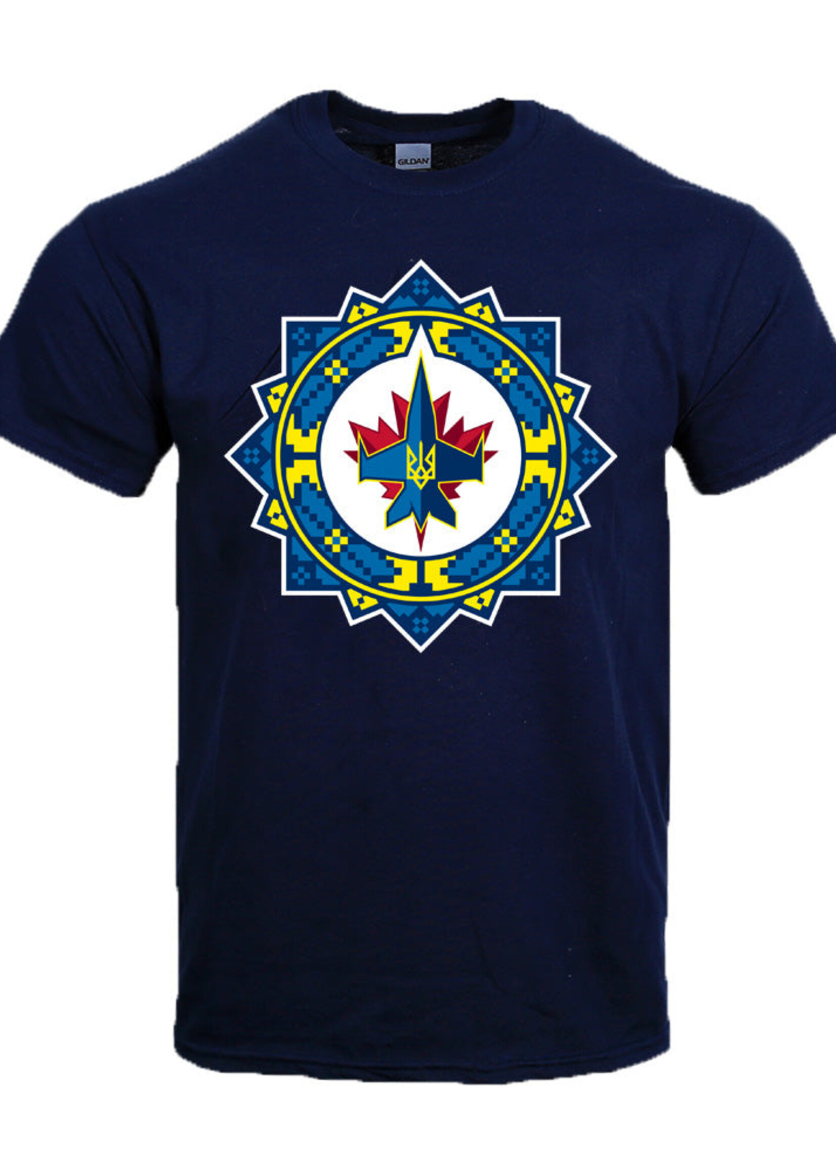 APPAREL - T-Shirt (W) , Black, size M, Exclusive Winnipeg - Jets, Ukrainian Logo Heritage Apparel from True North Blue Large