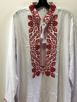 APPAREL - Vyshyvanka Men's 2XL  White with Red Floral embroidery