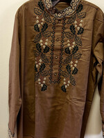 APPAREL  - Vyshyvanka  Men's Coffee color with oak leaves embroidery