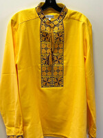 APPAREL - Vyshyvanka Men's Yellow with Brown/ Yellow embroidery