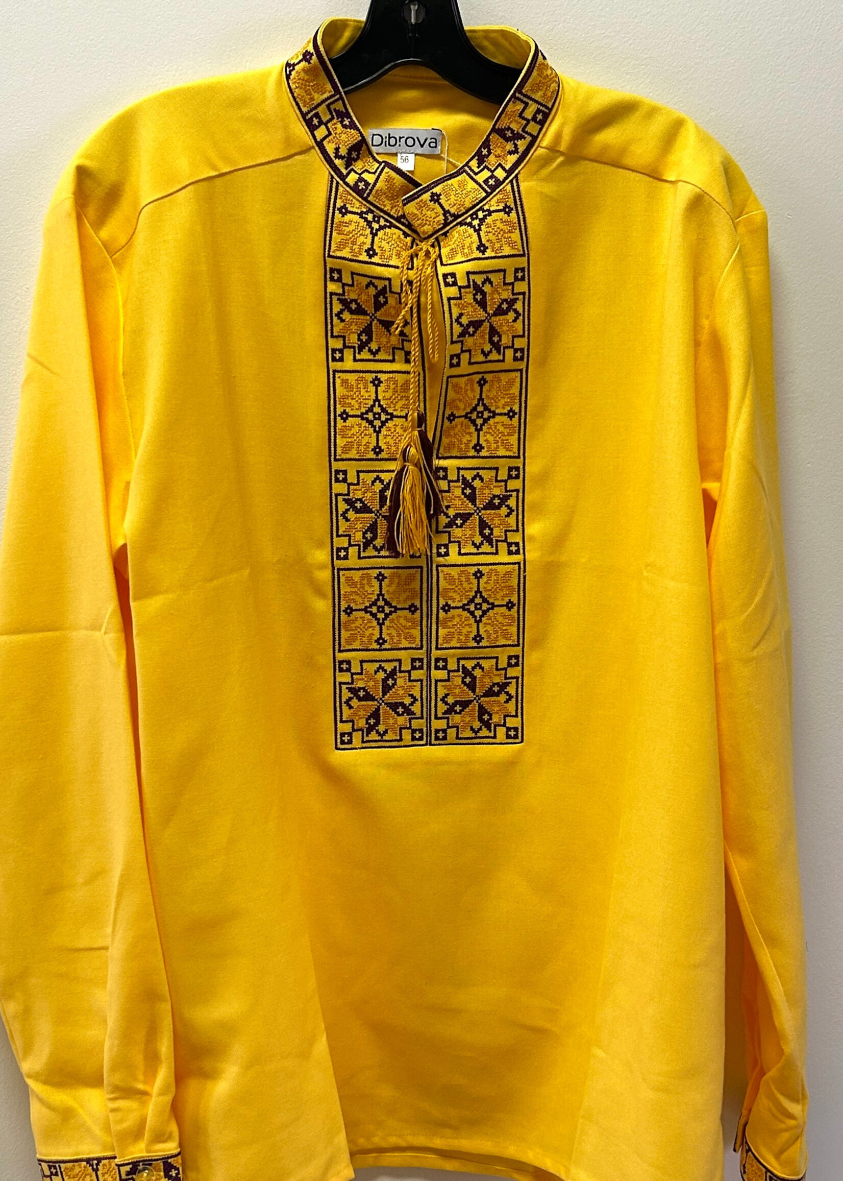 APPAREL - Vyshyvanka Men's Yellow with Brown/ Yellow embroidery