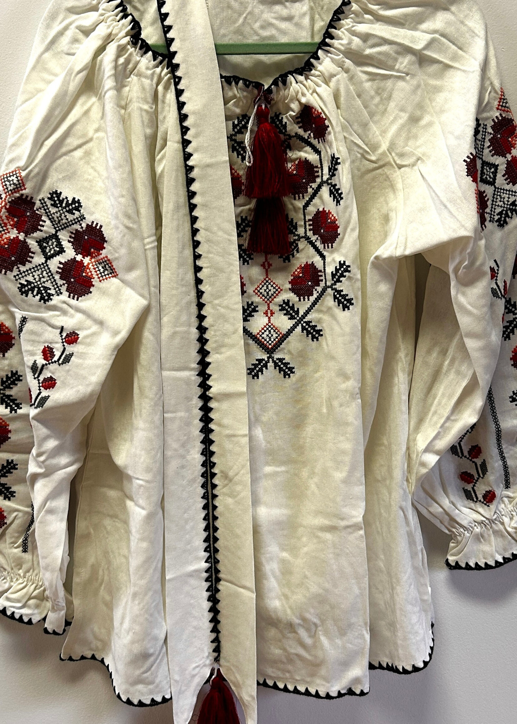 APPAREL - Vyshyvanka "Rose hip"  Embroidered with Belt/ Tissals