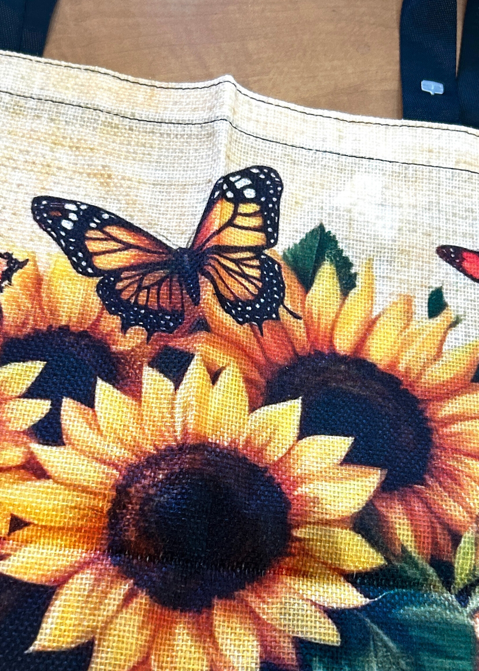 ACCESSORIES - Tote Bag, Sunflowers 15.5 x14", Linen style fabric