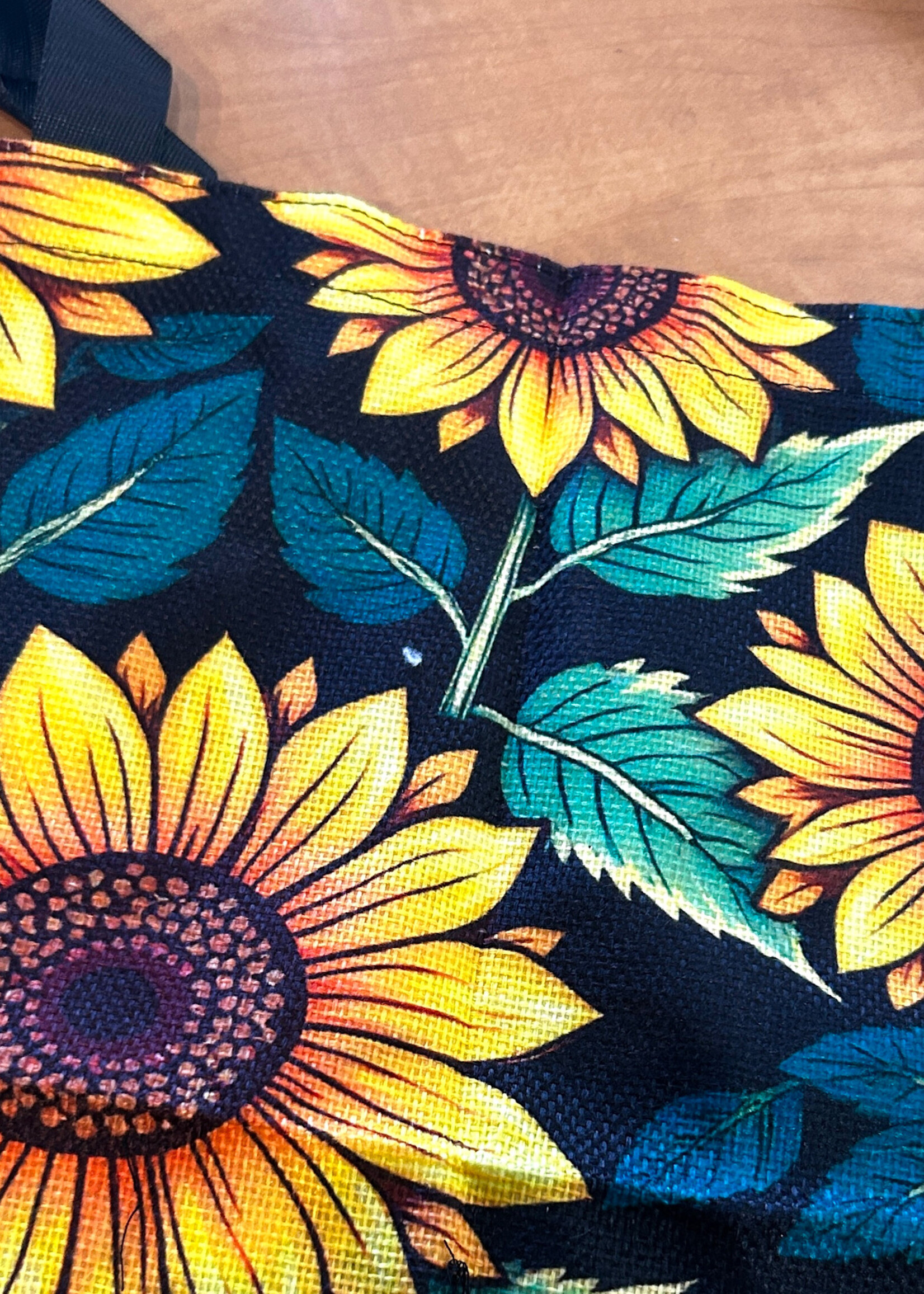 ACCESSORIES - Tote Bag, Sunflowers 15.5 x14", Linen style fabric