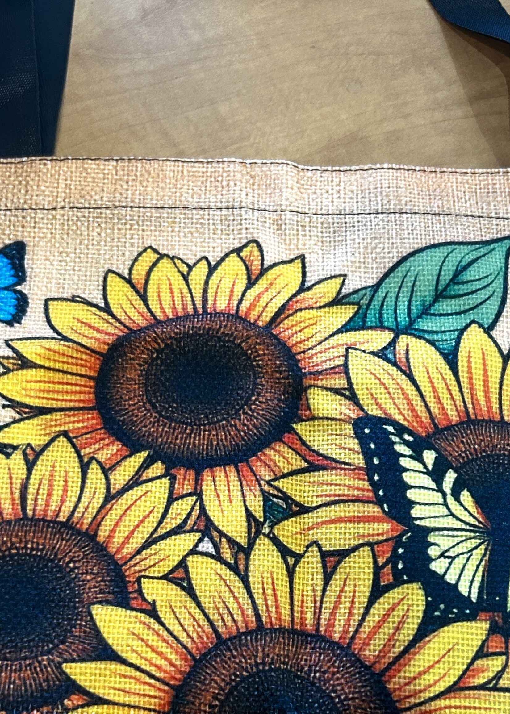 ACCESSORIES - Tote Bag, Sunflowers 15.5 x14", Linen style fabric