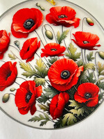 HOME -  Light Catcher" Poppy" handing  window decoration 8x8"