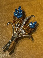 ACCESSORIES - Brooch, Blue/ Yellow Zink Alloy Wheat Spike with Crystals